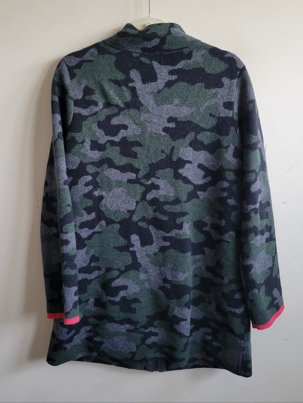 Anthropologie Field & Flower Camo Wool Sweater Coat - Picture 5 of 8